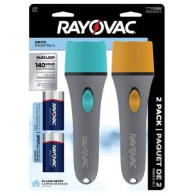 Rayovac VBJ1D-B2 Brite Essentials Hang Loop LED Flashlight Combo Kit, Multicolored, 20 Lumens