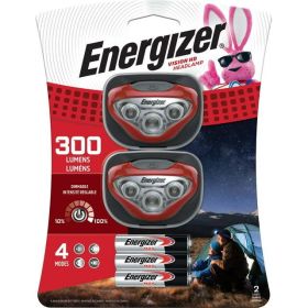 Energizer Vision HD 300 Lumen LED Headlamps, AAA Batteries Included (2 Pack)