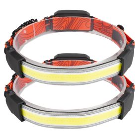 2Packs Rechargeable Headlamp 3 Light Modes White Red Light Headlight Band Flashlight Hand-free Head Torch for Fishing Camping Hiking Running