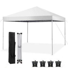 10' x 10' Pop up Canopy Tent Instant Waterproof Folding Tent with 4 Sandbags, White