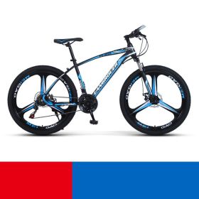 Shock Absorbing Bike Outdoor Riding Variable Speed Cross-country (Option: Black blue three knife wheel-24inch 27speed)