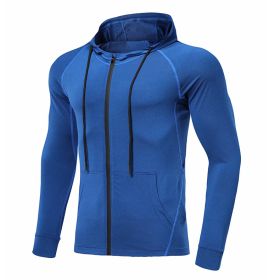 Men's Long-sleeved Stretch Tight Fitness Training Suit (Option: Blue-3XL)