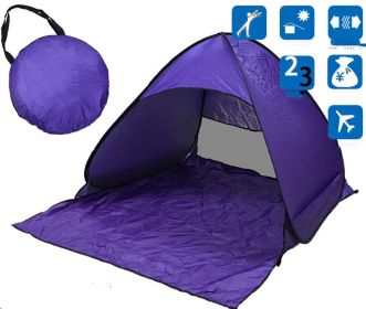Tent Free To Build Camping Beach Sunscreen Tent Quick  Outdoor Camping Tent (Color: Purple)
