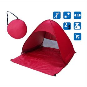 Tent Free To Build Camping Beach Sunscreen Tent Quick  Outdoor Camping Tent (Color: Red)