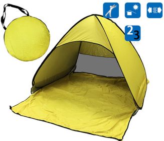 Tent Free To Build Camping Beach Sunscreen Tent Quick  Outdoor Camping Tent (Color: Yellow)