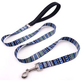 Flower training dog pet supplies printed dog leash (Option: Bomi Blue)