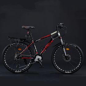 Variable Speed Shock Absorption Mountain Bike (Option: Black red-Spoke wheel-24inches27speed)