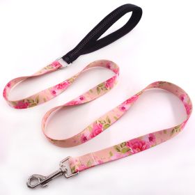 Flower training dog pet supplies printed dog leash (Option: Rose pink)