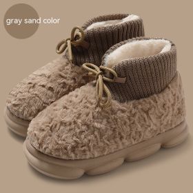 Snow Boots Outer Wear Plush Cotton-padded Shoes Poop Feeling Winter Home Non-slip (Option: Dray Sand Color-36 To 37)