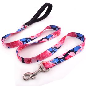 Flower training dog pet supplies printed dog leash (Option: Blue Rose)