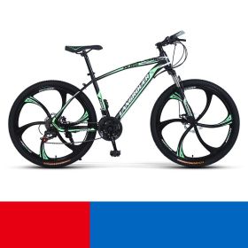 Shock Absorbing Bike Outdoor Riding Variable Speed Cross-country (Option: Black green six knife wheel-24inch 24speed)