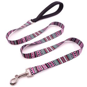 Flower training dog pet supplies printed dog leash (Option: Bomi Purple)