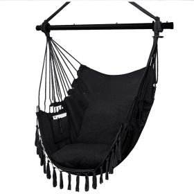Folding Reinforced Iron Pipe Outdoor Hammock Anti-rollover Bedroom Swing Hanging Chair (Option: Black-Common accessories)