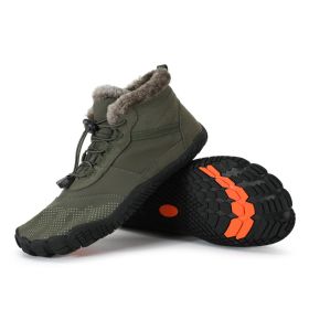 Winter Outdoors Sports Cycling Fleece-lined Thickened Non-slip Waterproof Hiking Shoes (Option: Army Green-35)