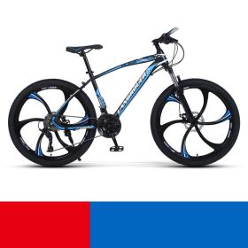 Shock Absorbing Bike Outdoor Riding Variable Speed Cross-country (Option: Black blue six knife wheel-24inch 21speed)