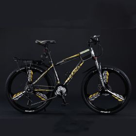 Variable Speed Shock Absorption Mountain Bike (Option: Black gold-Three knife wheel-24inches27speed)