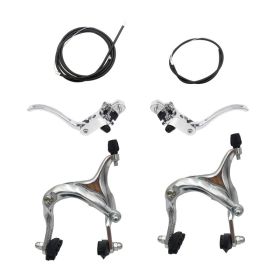Aluminum Alloy Long Arm Clamp Bicycle Brake Set (Color: Silver)