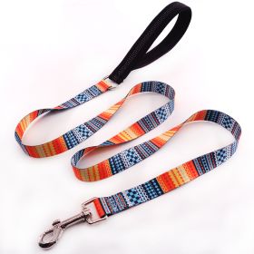 Flower training dog pet supplies printed dog leash (Option: Bomi Orange)
