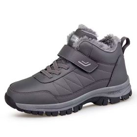 Men's High-top Travel Fleece-lined Warm Hiking Shoes (Option: YS9706 gray-39)
