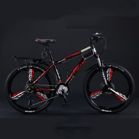 Variable Speed Shock Absorption Mountain Bike (Option: Black red-Three knife wheel-26inches24speed)