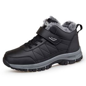 Men's High-top Travel Fleece-lined Warm Hiking Shoes (Option: YS9706 Black-39)