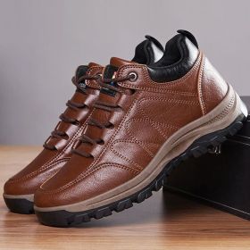 Casual Leather Shoes Simple Travel Outdoor Men's Shoes (Option: Brown-39)