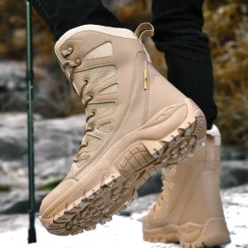 Hi-top Hiking Shoes Men's Breathable Sneaker Platform (Option: Brown-37)