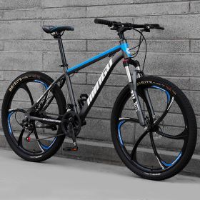 Mountain Bike Bicycle 24 26 Inch Disc Brake Shock Absorption Bicycle Men's And Women's Variable Speed Bicycle (Option: Six cuts blue-27speed)