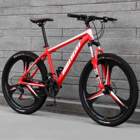 Mountain Bike Bicycle 24 26 Inch Disc Brake Shock Absorption Bicycle Men's And Women's Variable Speed Bicycle (Option: Three cuts red-27speed)