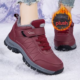 Men's High-top Travel Fleece-lined Warm Hiking Shoes (Option: YS9706 Zao Hong-39)