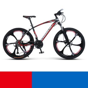 Shock Absorbing Bike Outdoor Riding Variable Speed Cross-country (Option: Black red six knife wheel-24inch 27speed)