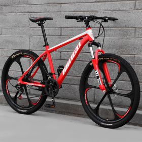 Mountain Bike Bicycle 24 26 Inch Disc Brake Shock Absorption Bicycle Men's And Women's Variable Speed Bicycle (Option: Six cuts red-30speed)
