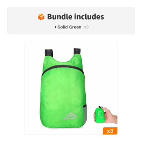 Portable And Foldable Small Backpack; Short-Distance Travel Bag For Men And Women For American Football Spectators (Color: Solid Green*3)
