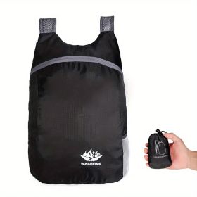 Portable And Foldable Small Backpack; Short-Distance Travel Bag For Men And Women For American Football Spectators (Color: Black)