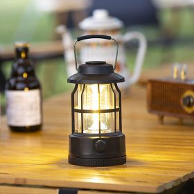 400 Lumens NEW Retro Camping Lights; Atmosphere Tent Lights COB Battery Lighting Hanging Lights; Outdoor Camping Accessories (Color: L801B-Black)