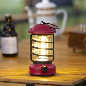 400 Lumens NEW Retro Camping Lights; Atmosphere Tent Lights COB Battery Lighting Hanging Lights; Outdoor Camping Accessories (Color: L803B-Red)