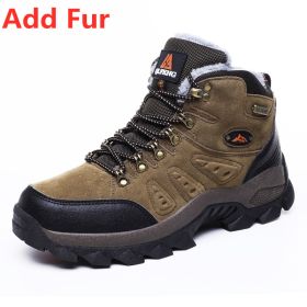 Large Size 48 Hiking Boots Men Summer Winter Outdoor Warm Fur Non Slip Fashion Women Footwear Boys Outdoor Work Ankle Boot Fall (Color: Fur Brown)