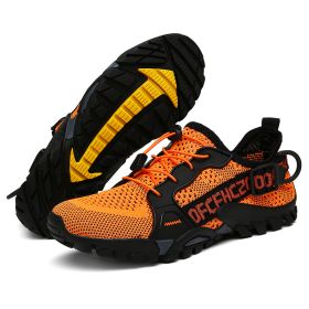 JIEMIAO Men Hiking Shoes Non-Slip Breathable Tactical Combat Army Boots Desert Training Sneakers Outdoor Trekking Shoes (Color: Orange)