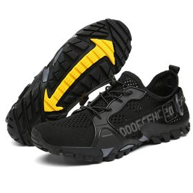 JIEMIAO Men Hiking Shoes Non-Slip Breathable Tactical Combat Army Boots Desert Training Sneakers Outdoor Trekking Shoes (Color: Black)
