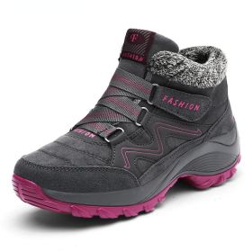 Winter Women's Snow Boots All-match Thick Bottom Increased Velvet Warm Low Ankle Outdoor Leisure Sports Shoes Hiking Boots (Color: Gray)