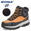 BONA 2022 New Designers Action Leather Winter Brand Snow Boots Men Super Warm Ankle Boots Man Plush Hiking Soft Boots Mansculino
