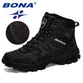 BONA New Designers Nubuck Hiking Boots Krasovki Tactical Shoes Men Outdoor Non-Slip Hiking Shoes Man Mountain Shoes Trendy (Color: Black silver grey)
