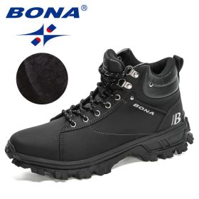 BONA 2022 NewDesigners Nubuck Sports Tactical Boots Men Hiking Mountain Shoes High Top Plush Tactical Footwear Masculino Comfy (Color: Charcoal grey S gray)