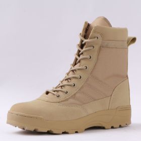 Men Boots Tactical Military Boots Special Force Desert Combat Army Boots Outdoor Hiking Boots Ankle Shoes Men Work Safty Shoes (Color: Sand)