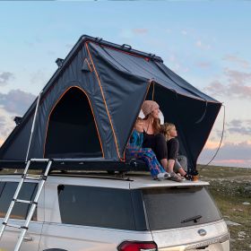 Trustmade Triangle Aluminium Black Hard Shell Grey Rooftop Tent with Roof Rack Scout Plus Series (Color: BlackGrey)