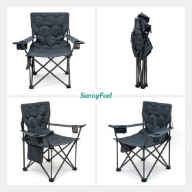 Oversized Folding Camping Chair, Heavy Duty Supports 300 LBS, Portable Chairs For Outdoor Lawn Beach Camp Picnic (Color: GREY)