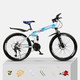 Dual Shock Absorbing Off-road Variable Speed Racing Male And Female Student Bikes (Option: White blue-1 Style-24speed)