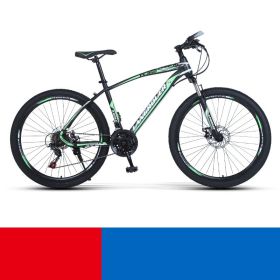 Shock Absorbing Bike Outdoor Riding Variable Speed Cross-country (Option: Black and green spoke wheel-26inch 24speed)