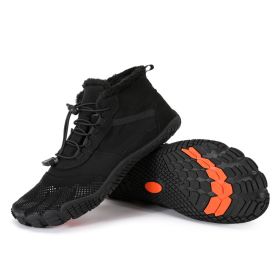 Winter Outdoors Sports Cycling Fleece-lined Thickened Non-slip Waterproof Hiking Shoes (Option: BLACK-35)