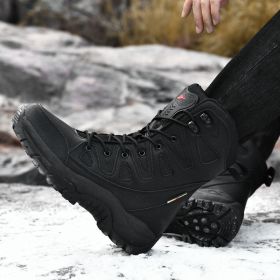 Hi-top Hiking Shoes Men's Breathable Sneaker Platform (Option: Black-40)